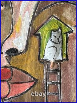 Original Folk Art Portrait Mixed Media Listed Latin American Yasser G Rittoles