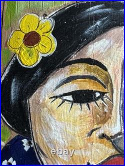 Original Folk Art Portrait Mixed Media Listed Latin American Yasser G Rittoles