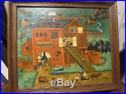 Original Folk Art/Primative Painting The Carriage Factory signed Hills