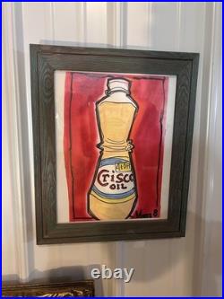 Original Framed Mixed Media Painting By Folk Artist Mister 8 Original Framed Mixed Media Painting By Folk Artist Mister 8