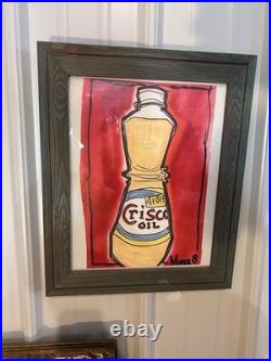 Original Framed Mixed Media Painting By Folk Artist Mister 8 Original Framed Mixed Media Painting By Folk Artist Mister 8