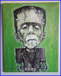 Original Frankenstein Monster Painting Thayer Folk Art OOAK Large Canvas