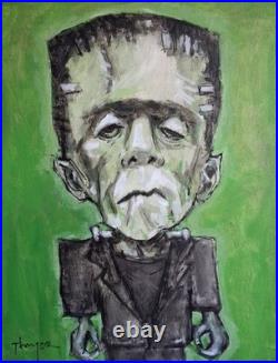 Original Frankenstein Monster Painting Thayer Folk Art OOAK Large Canvas