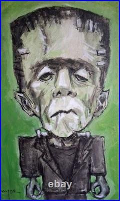 Original Frankenstein Monster Painting Thayer Folk Art OOAK Large Canvas