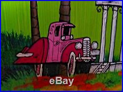 Original Fred Bonn Oil Painting Jodi's Place Classic Car Folk American Pop Art