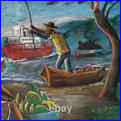 Original Haitian Art Naif Painting By Jean Claude Damas Marchande 1008 Haiti