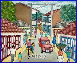 Original Haitian Art Painting Artist Jacques Pierrette 2420 City Of Cap