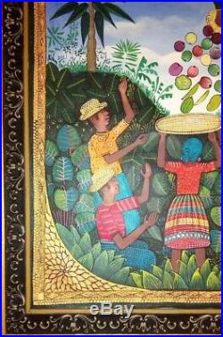 Original Haitian Folk Art Painting Famous Saincilus Ismael Haiti Angels Manna