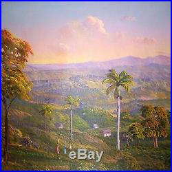 Original Haitian Folk Art Painting by Jean Adrien Seide Landscape Haiti 20X24