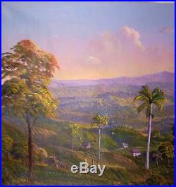 Original Haitian Folk Art Painting by Jean Adrien Seide Landscape Haiti 20X24