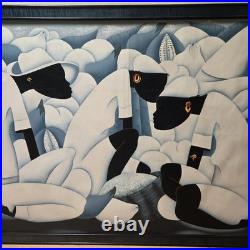Original Haitian Modernist Tradition Painting Signed Paul Framed 42x63 Folk Art