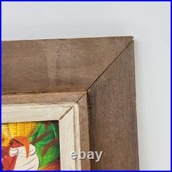 Original Haitian PRIMITIVE ART Painting Market Scene Signed JOSEPH FRITZ