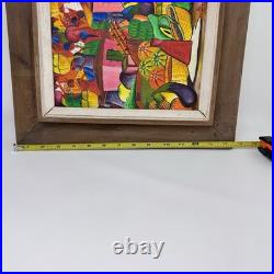 Original Haitian PRIMITIVE ART Painting Market Scene Signed JOSEPH FRITZ