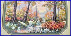 Original Halloween Folk Art Witches Road Forest Path Framed OOAK Magical Art