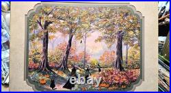 Original Halloween Folk Art Witches Road Forest Path Framed OOAK Magical Art