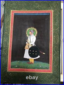 Original Indian Miniature Painting Fine Portrait of Mughal Nobleman