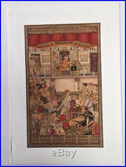 Original Indian Miniature Painting Mughal Empire Court Scene Padshahnama