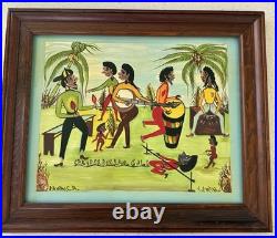 Original Jamaican Folk Art Calypso Scene Painting