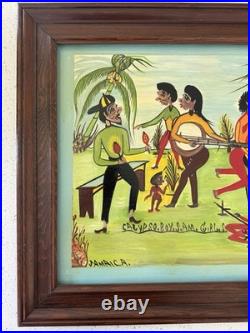 Original Jamaican Folk Art Calypso Scene Painting