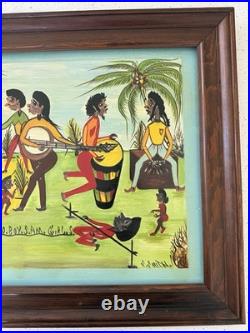 Original Jamaican Folk Art Calypso Scene Painting