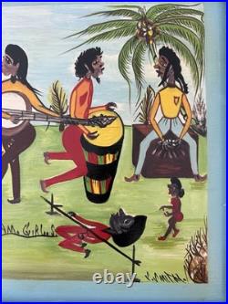 Original Jamaican Folk Art Calypso Scene Painting