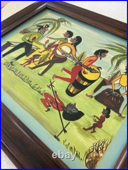 Original Jamaican Folk Art Calypso Scene Painting