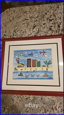 Original James C. Litz Watercolor Painting Primitive Naive Folk Art Listed