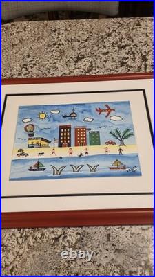 Original James C. Litz Watercolor Painting Primitive Naive Folk Art Listed