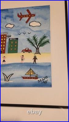 Original James C. Litz Watercolor Painting Primitive Naive Folk Art Listed