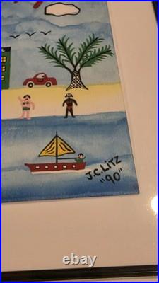Original James C. Litz Watercolor Painting Primitive Naive Folk Art Listed