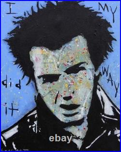 Original Jeff Hughart 16x20 inch OOAK canvas folk SID VICIOUS pop punk painting