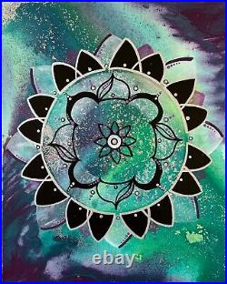 Original Kayla Braden Abstract Moonstone Acrylic Mandala Painting on Canvas