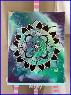 Original Kayla Braden Abstract Moonstone Acrylic Mandala Painting on Canvas