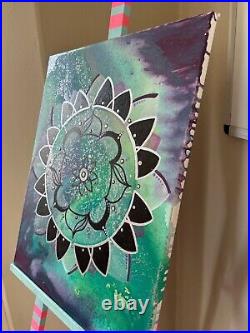 Original Kayla Braden Abstract Moonstone Acrylic Mandala Painting on Canvas