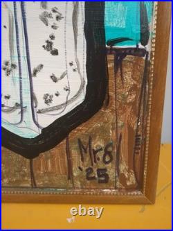 Original Kitchen Folk Art Signed By Artist Mister 8- Salt & Pepper 17x21 Framed