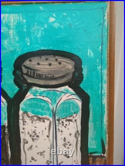 Original Kitchen Folk Art Signed By Artist Mister 8- Salt & Pepper 17x21 Framed