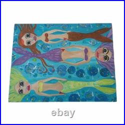 Original Mermaid Painting Beach Folk Art Soul Sisters 11 X 14 Beach Ocean Life