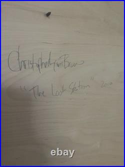 Original Mixed Media Folk Art Painting on Wood Railroad Village 24x24 SIGNED