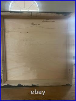 Original Mixed Media Folk Art Painting on Wood Railroad Village 24x24 SIGNED