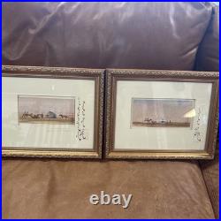 Original Mongolian Watercolor Signed Framed Yurts Horses Camels Nomad Camp