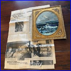 Original Morris Katz Oil On Masonite Painting 1979 Seacoast Framed W Newspaper