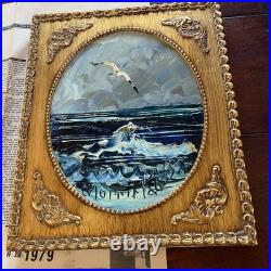 Original Morris Katz Oil On Masonite Painting 1979 Seacoast Framed W Newspaper