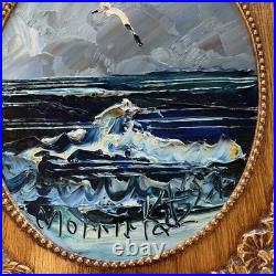 Original Morris Katz Oil On Masonite Painting 1979 Seacoast Framed W Newspaper