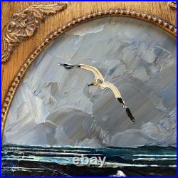 Original Morris Katz Oil On Masonite Painting 1979 Seacoast Framed W Newspaper