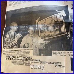 Original Morris Katz Oil On Masonite Painting 1979 Seacoast Framed W Newspaper