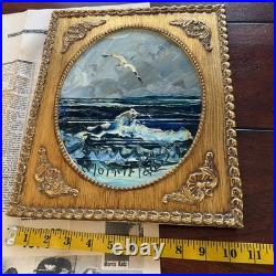 Original Morris Katz Oil On Masonite Painting 1979 Seacoast Framed W Newspaper