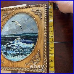 Original Morris Katz Oil On Masonite Painting 1979 Seacoast Framed W Newspaper