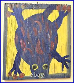Original Mose Tolliver MoseT Alabama Folk Outsider Art Painting on Wood Lizard