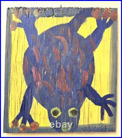 Original Mose Tolliver MoseT Alabama Folk Outsider Art Painting on Wood Lizard