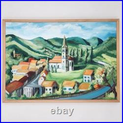 Original Oil Painting Croatia Townscape Signed Framed Contemporary Folk Art
